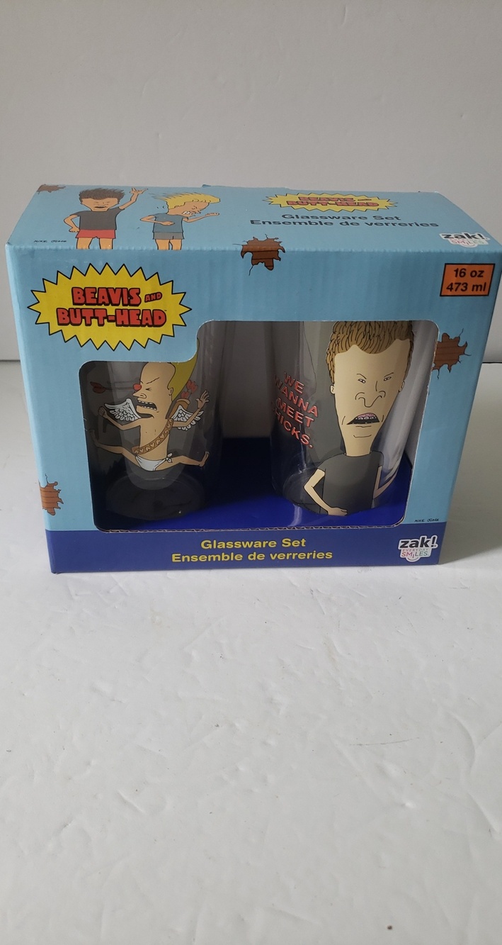 Beavis and Butthead Glassware Set 2 Pint Glasses NIB